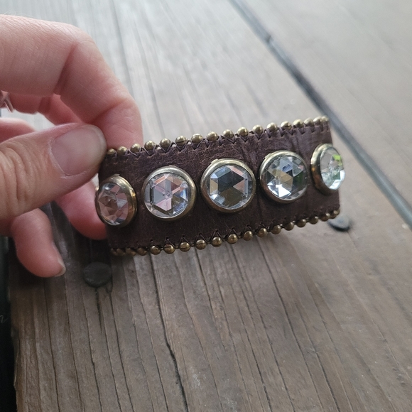 Betsy Johnson Jeweled Leather Cuff - Picture 6 of 6